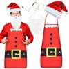 HOWAF Costume Babbo Natale Uomo Donna, Cppello Natale Cappello Babbo Natale, Grembiule Natale Grembiule Cucina Natale, Occhiali da Babbo Natale, Barba Babbo Natale per Vestito Babbo Natale Costume