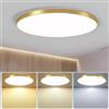 XINYASEE Lampada a Soffitto Ultra Sottile Rotonda, Plafoniera LED SoffittoModerna Plafoniere 3 colori dimmerabili,per Corridoio, Portico, Garage, Ingresso, Scala,Bagno, Cucina, Balcone (Oro, 40W)