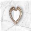 Homezone vari a specchio da parete in stile vintage retrò shabby chic Angel Wings Feathered arrotondato in legno a forma di cuore con cuore decorazione da appendere a parete