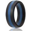 ROQ Fede nuziale in silicone per uomo, fasce in gomma siliconica - stile classico solido e a righe, 9.5-10 (19.8mm), Metallo, Senza pietre preziose,