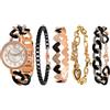 TIME100 Set Regalo Orologio e Bracciali Donna, Elegante Set Accessori, Idee Regalo per Lei, per Natale (Nero&Oro)