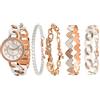TIME100 Set Regalo Orologio e Bracciali Donna, Elegante Accessori, Idee Regalo per Lei, per Natale (Bianco & Oro Rosa)