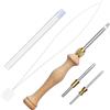 Elektheim Ago per punzonatura con manico, ago da 2,5 mm/3 mm/5 mm, kit di aghi per punzonatura a tubo metallico, ago da punzonatura in legno, penna da ricamo in legno, penna da ricamo in legno
