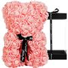 DuHouse Rose Bear Rose Teddy Bear Flower Gift Black Box per San Valentino Anniversario Festa della Mamma Natale, Compleanni Bridal Showers Completamente realizzato a mano 25,4 cm (Pesca)