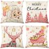 XIEJINJIA Natale Copricuscini Decorativo Babbo Natale Pupazzo di Neve Natalizie Regalo Federe per Cuscini Caso per Soggiorno Divano Camera da letto Auto 45 x 45 cm Set di 4