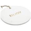 Artesa Artesà, Tagliere / Vassoio in Marmo Naturale a Venature con Scritta Decorativa "ENJOY"Color Ottone / Dorato, 25.5 cm (10), Rotondo, Bianco