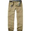 mosingle Safari - Pantaloni da trekking da uomo, leggeri, ad asciugatura rapida, convertibili, da viaggio, pesca, traspiranti, per attività all'aperto, cachi, 56