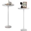 smusei Set di 2 tavolini rotondi bianchi con base in marmo, confezione da 2 tavolini per divano, soggiorno, camera da letto, tavolini laterali per piccoli spazi, bianco