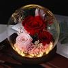 Gugxiom Rosa di Vetro, Rosa Eterna con LED, Rosa Stabilizzata Eterna Vetro per Il Compleanno, San Valentino, Natale (Rose Red)