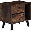 TUKAILAi Comodino con 2 Cassetti e 1 Scomparto Aperto 50x34x45cm, Camera da Letto Piccolo Scandinavo, Cassettiera da Letto Gambe in Legno per Soggiorno Divano (Marrone)