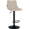 CLP Sgabello Jerry in tessuto I Sgabello regolabile in altezza I Sedia girevole a 360° con schienale per cucina e salotto, Colore:crema, Colore del telaio:nero