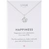 LUUK LIFESTYLE Collana con ciondolo Nodo intrecciato e acciaio inossidabile (50 cm), con carta HAPPINESS, idea regali donna, lei, compleanno, portafortuna, gioielli semplice, argento