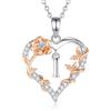 EUDORA Harmony Ball Rosa Cuore Collana con iniziale I per donne Lettera I Alfabeto iniziale Collane Rame Placcato rodio Ciondolo con Zirconi Cubici, Iniziali Gioielli Regali per Donne Moglie, 18