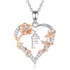 EUDORA Harmony Ball Rosa Cuore Collana con iniziale F per donne Lettera F Alfabeto iniziale Collane Rame Placcato rodio Ciondolo con Zirconi Cubici, Iniziali Gioielli Regali per Donne Moglie, 18