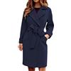 DGZTWLL Cappotto invernale caldo da donna 2023 elegante risvolto aperto con cintura anteriore trench di lana cappotto lungo cardigan cappotto, A1-blu navy., Large