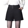 UIOKLMJH Pantaloncini da donna caldi e chic in lana, eleganti, adatti per tutti i tipi di abbigliamento casual, a gamba larga, Nero , XXL