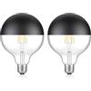 ledscom.de 2x lampadina LED E27, G125, bianco caldo (2700 K), 6,7 W, 660lm, specchio frontale (nero)
