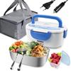 kisidus Lunch Box 60W Scaldavivande Elettrico Portatile 12/24/220V Porta pranzo per Auto Camion e Ufficio Acciaio Inox 1,5L - Blu