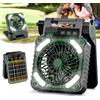 AKOFIC Ventilatore con Pannello Solare, 10400mAh Ventilatore da Campeggio Ricaricabile, Ventilatore da Esterno a Batteria Portatile con Luci LED, 4 Velocità ventilatore Tavolo Silenzioso per Viaggio
