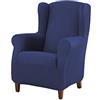Estoralis Berta Copripoltrona Elasticizzate, Tessuto, Blu, Poltrona con Orecchie