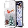 SIMao Natale Custodia per iPhone 12 PRO Max Cover Glitter Bling Liquido Sabbie Mobili Custodia Motivo Natalizio Antiurto Rigida Cover TPU Silicone Case Liquido Quicksand Natale Cover,Alce Argento