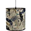 FANSU Paralume E27 in Tessuto Vintage Verde Pianta Lampadario Copertura Lampada Accessori Luce Sostituibile Lampada Tavolo Comodino a Tamburo (30x30x30cm, Inchiostro Blu)