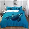 XCQHZYQ Copripiumino Singolo 150x200 cm Mare Orca Assassina Blu Set di Biancheria da Letto per Bambini per Ragazzi e Ragazzi, Copripiumino in Poliestere Cotone 3 pezzi Copriletto