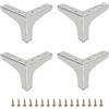 IGNPION Gambe per divano in metallo da 10 cm, 4 piedini per mobili moderni, mobili da divano, gambe per mobili fai da te, piedini di ricambio per mobili TV, mobili ottomani, divano, armadio，Argento