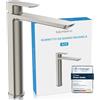 Bächlein Rubinetto da bagno Mizarela alto dal design classico, miscelatore monocomando per lavabo con cartuccia in ceramica durevole e set di montaggio, rubinetto da bagno in acciaio inox spazzolato