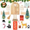 Gcstnn Kit Porta Elfo Natale, 25Pcs Segreto Porta Elfo di Natale Accessori, Miniatura Natalizie Legno Decor per Porta Delle Fate, con Pupazzo di Neve, Albero di Natale, Alce, Regalo DIY per Bambini