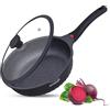 INTIGNIS Padella grande e profonda antiaderente con coperchio 30 cm 6 L | 3 in 1: padella, padella sauté e mini wok; fondo inox, rivestimento ceramico GREBLON, induzione, senza sostanze chimiche
