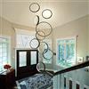 SHIANDAR Lampadario a Sospensione Lunga Scala 12 Luci Illuminazione a Sospensione Soffitto alto Soggiorno (Dimmerabile con Telecomando), Lampadario a LED Moderno Nero 3000-6500K