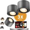 YindaLux 3x 3CCT Faretti LED Soffitto Orientabile - Ø80x50mm Extra Piatto & Inclinabile a 38° - 5W 500LM - Con modulo LED incluso - Alluminio - Dimmerabile Faretto LED Interno（Nero）