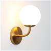 KRUIHAN Applique da Parete Interno Oro,Lampada da Oarete Sferica con Paralume in Vetro Bianco,E27 Plafoniere da Parete per Soggiorno Camera da Letto Bagno Scala