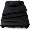 Blumtal - Parure da letto 90 x 190 cm, in microfibra, 3 pezzi, lenzuolo con angoli 90 x 190 cm, lenzuolo singolo (160 x 275) + 2 federe 50 x 80 cm, colore: nero