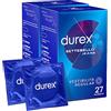 Durex Settebello Jeans Preservativi Uomo in Lattice di Gomma Naturale Trasparenti Extra Lubrificati con Forma Easy-On e Serbatoio Vestibilità Regular Spessore Medio - 2 Confezioni da 27 Profilattici