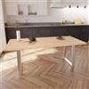 Leroy Merlin Tavolo da pranzo fisso Trapezio in legno lamellare grezzo di frassino naturale per 6 persone L 150 x L 90 X H 74 cm