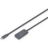 DIGITUS Cavo di prolunga USB 3.2 Gen 1 attivo - 5 m - connettore USB-C a presa di tipo A - cavo ripetitore con Plug & Play - fino a 5 Gbit/s - alimentazione tramite tipo C - nero