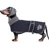 Geyecete -Invernale Cappotto per cane bassotti, con fodera in pile polare,impermeabile abbigliamento da esterni con Foro per Imbracatura,Giacca per cani piccola y media-Blu Navy-XL