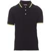 PAYPER Skipper Polo 100% Cotone Piquet con Bordini a Contrasto Manica Corta Uomo, Colore: Nero/Neon Giallo, Taglia: 5XL