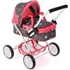 Bayer Chic 2000® Carrozzina per bambole Smarty, corallo a farfalla, pieghevole, con copertura, borsa, cuscino e coperta, altezza manico 56 cm, per bambini dai 2 anni in su