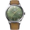 Orient Classic Bambino V4 - Orologio Uomo Automatico a Carica Manuale Casual Cinturino In Pelle Marrone Cassa In Acciaio Quadrante Verde - RA-AC0P01E30B RA-AC0P01E