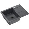 QUADRON Lavello nero | dimensioni 60 x 45 x 18,5 cm | lavello in granito CHRISTIAN 111 lavello da cucina monovasca | con sifone e scolapiatti manuale | lavello da incasso a 1 vasca
