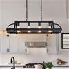 WUZUPS 4-light pentola in metallo appendiabiti lampadario lineare sospensione plafoniera rustico casa colonica cucina isola sala da pranzo, h25 x l88 x w30, base e27, nero