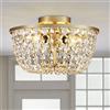 WUZUPS lampadario in cristallo da incasso plafoniera moderna per camera da letto corridoio bar cucina bagno, h 21 x l 33, oro, base g9
