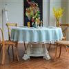 GOEXCPL Tovaglia rotonda in cotone e lino con frange, blu-verde Diametro 180 cm, Adatta a tavoli rotondi di 120-130 cm di diametro