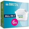 BRITA Maxtra Pro All in One - Cartuccia filtrante per acqua, confezione da 6, ricarica originale BRITA per ridurre impurità, cloro, pesticidi e calcare per l'acqua del rubinetto con un gusto migliore