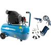 Güde Set di compressori 301/10/50, 12 pezzi (lubrificati a olio, max. 10 bar, caldaia da 50 l, 1800 W, eff. Quantità 175 l/min, riduttore di pressione, 2 manometri, vite di scarico dell'acqua,