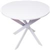 Skraut Home | Tavolo da pranzo fisso rotondo | Modello ZEN | 90x90x77 cm di altezza | Capacità per 4 persone | Materiali resistenti (90cm, Bianca + Gambe Bianche)
