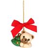 THUN, Addobbo Natalizio Teddy con Albero di Natale in Ceramica di Alta Qualità, Collezione Natale, Addobbo Natalizio da Collezione, Idea Regalo per Natale, 5,8 x 3,7 x 4,4 cm